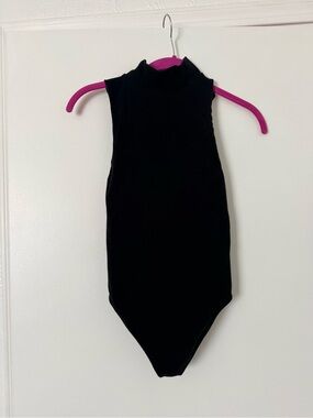 Good American Black Sleeveless Mock Neck Bodysuit